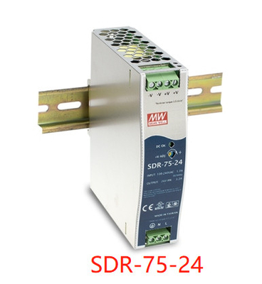 SDR-75-24 Meanwell Din Rail Power Supply 12V 24V 48V 85%-89%