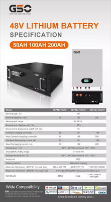 2.5Kwh 50ah Rechargeable Lifepo4 Solar Battery Lithium 5000 Times