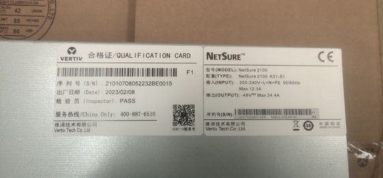 Vertiv Netsure 2100 Series Netsure2100 A31-S3 48Vdc 48A DC Power Shelf 19 Inch With M831A Controller R48-1000E3 Module