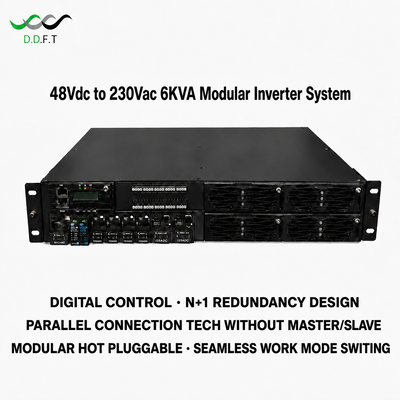 48VDC to 220Vac Modular Inverter System N+1 Parallel Redundancy 0ms Seamless Transfer 3KVA Rack Mount Telecom Power
